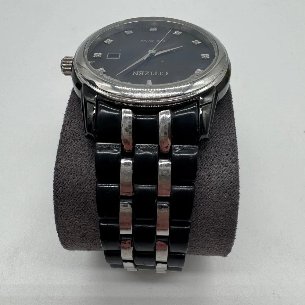 Citizen Eco-Drive Black Dial Diamond Marker Two Tone Steel Watch E111-R020728